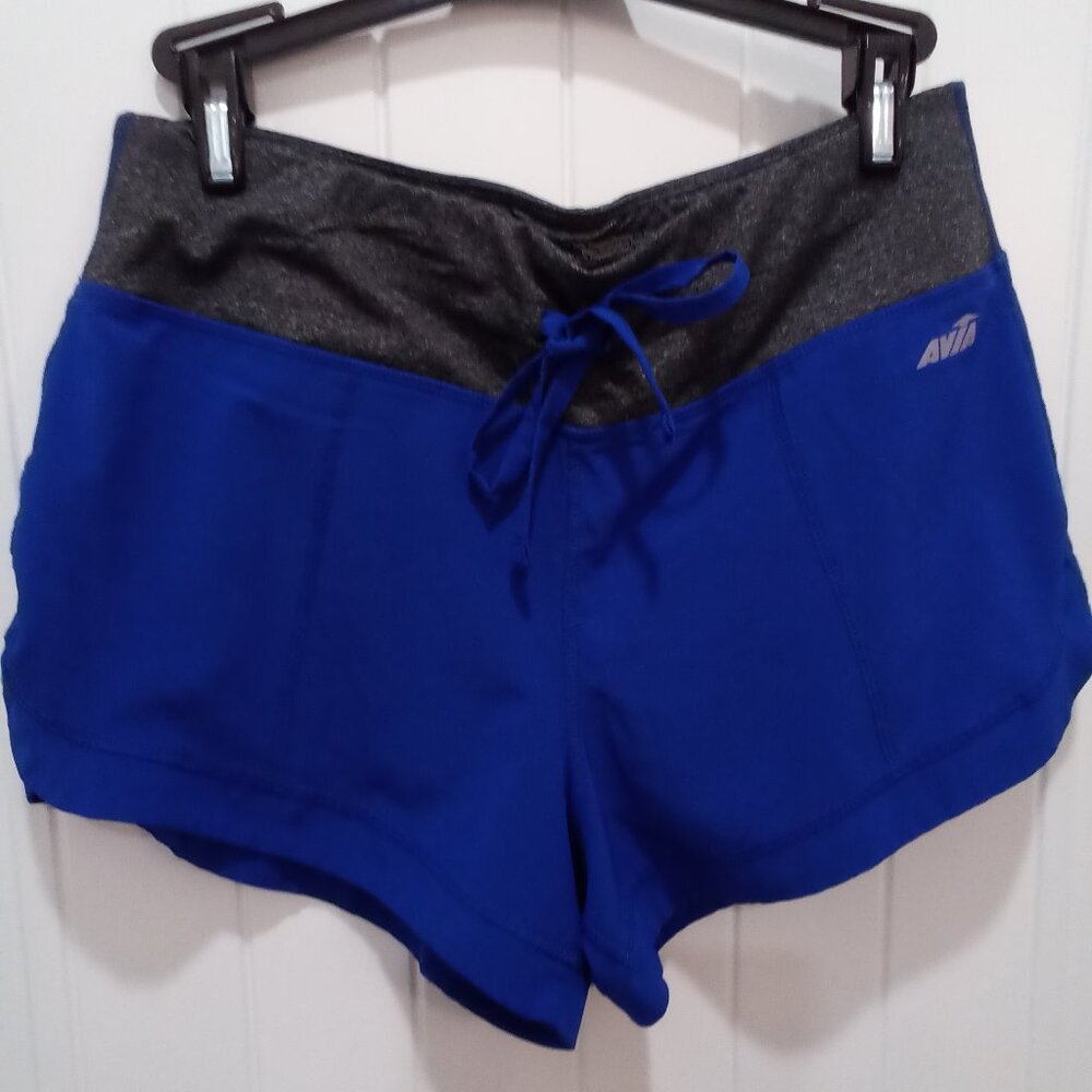 Aviation women's royal blue and gray athletic running shorts. Size Med #0542